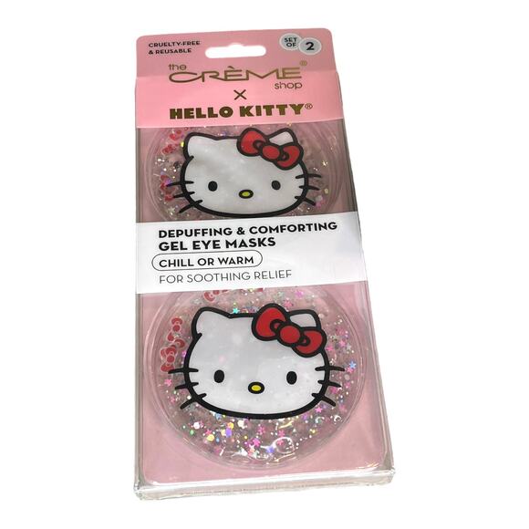 NEW Hello Kitty Plush SPA HEADBAND & GEL EYE MASKS 3pc Sparkle Sleigh Sequin Bow - Picture 5 of 7